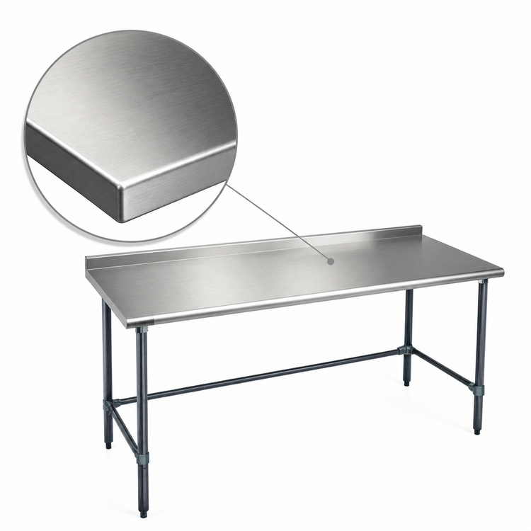 Product image #3 for BlendPort Deluxe Series 48 Inch W x 30 Inch D Stainless Steel Work Table with Rear Upturn and Galvanized Base