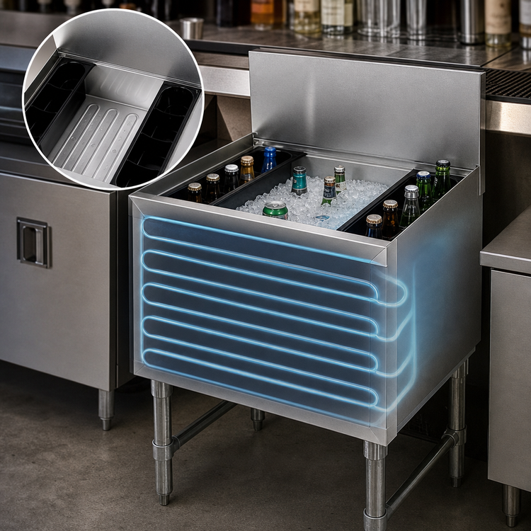 Product image #3 for Advance Tabco Prestige 24-Inch Stainless Steel Bar Ice Bin with 10-Circuit Cold Plate