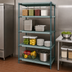 Thumbnail image #3 for Quantum WR86-2424WPM 4-Tier Stationary Wire Plastic Mat Shelving Unit, 24 x 24 x 86 Inches, Green Epoxy Coated