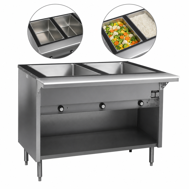 Product image #3 for Spec-Master 33 Inch Electric Hot Food Table with (2) 12 x 20 Wet/Dry Wells, Enclosed Base, 240V/3-Phase