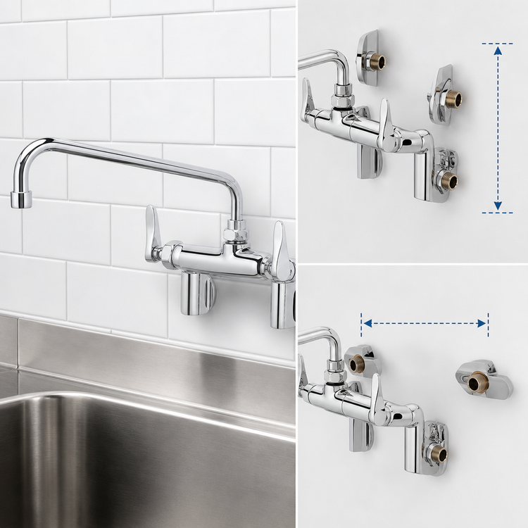 Product image #3 for Wall-Mount Double Pantry Faucet with 12-Inch Swing Spout