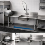 Thumbnail image #3 for BK Resources BKSDT-48-R-P-G 48-Inch Straight Soiled Dish Table, Right-to-Left, 18-Gauge 304 Stainless Steel, 20 x 20 x 8 Sink