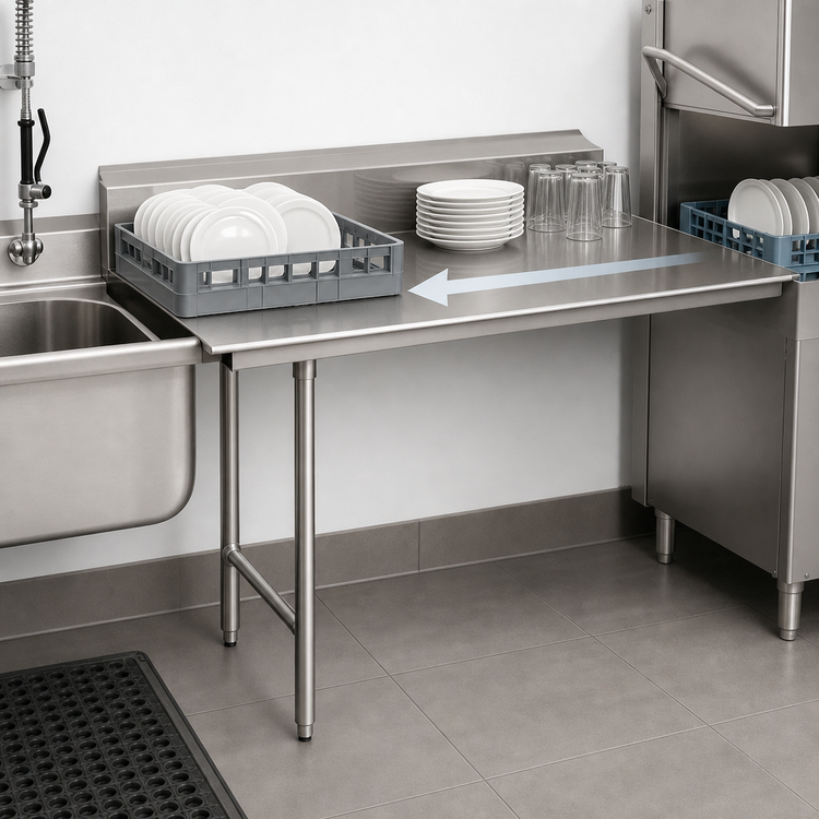 Product image #3 for Eagle Group Straight Clean Dishtable, 30 x 30 Inches, Right-to-Left Operation, 304 Stainless Steel Top