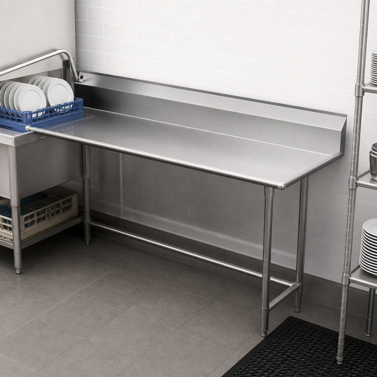 Product image #3 for BK Resources 60-Inch Straight Clean Dish Table, Right-to-Left Operation, 18-Gauge Stainless Steel Top
