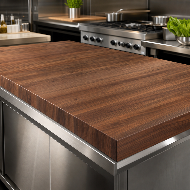 Product image #3 for Boos Block American Black Walnut Kitchen Countertop, 48"W x 38"D x 1-1/2" Thick, Edge Grain, Penetrating Oil Finish