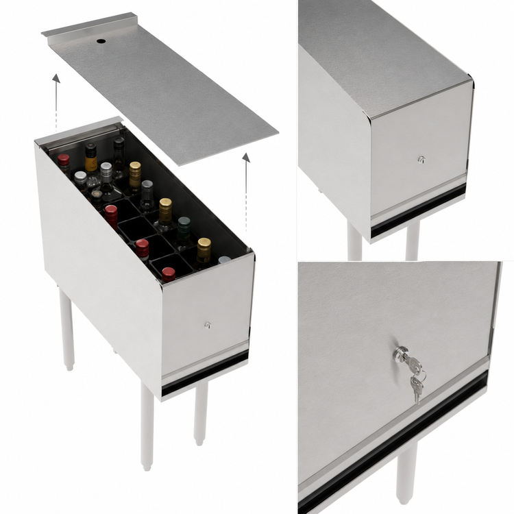 Product image #3 for Krowne Royal Series Freestanding Underbar Liquor Bottle Display Unit with Removable Locking Cover, 15-Bottle Capacity