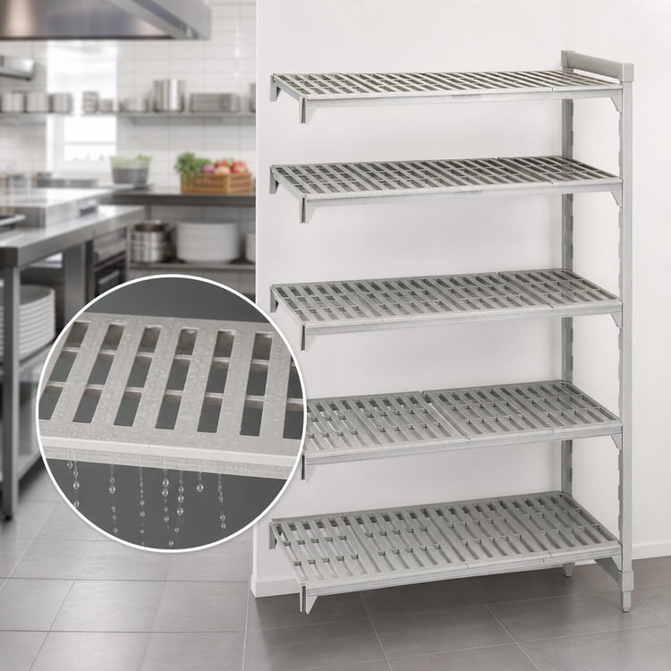 Product image #4 for Cambro Camshelving Premium 5-Tier Stationary Add-On Polymer Shelving Unit, 18 x 30 x 64 Inches, Vented Shelves