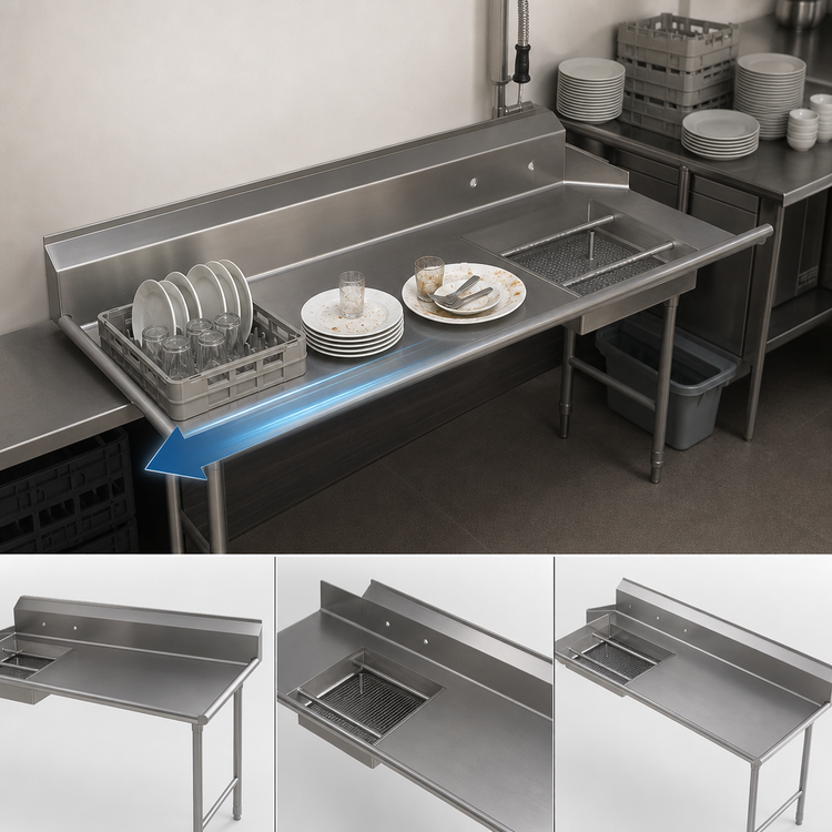 Product image #3 for Sapphire Manufacturing 72-Inch Straight Right-to-Left Soiled Dishtable with 20 x 20 x 5-Inch Pre-Rinse Sink