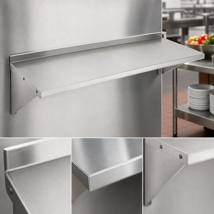 Product image #3 for John Boos Stallion 36-Inch x 16-Inch Wall-Mounted Stainless Steel Shelf with Safety Edge Front