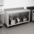 Thumbnail image #3 for John Boos Open Front Stainless Steel Cabinet Base Work Table with 5-Inch Backsplash, 84 x 30 Inches