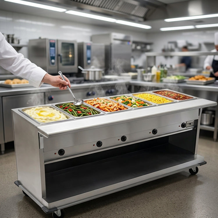 Product image #2 for Spec-Master PHT6CB-208-3 Portable Electric Hot Food Table, 6-Well, Enclosed Base