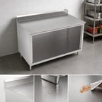 Thumbnail image #3 for John Boos 4CO4R5-3648 Open-Front Stainless Steel Cabinet Base Work Table, 48"W x 36"D, 14-Gauge 300 Series Top, 5" Backsplash