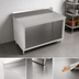 Thumbnail image #3 for John Boos Open Front Cabinet Base Work Table with 14-Gauge 300 Series Stainless Steel Top, 48 x 36 Inches, 5-Inch Backsplash