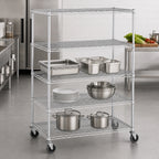 Thumbnail image #3 for Metro Super Erecta N466EC 4-Shelf Wire Stem Caster Cart, Chrome, 60 x 21 x 69 Inches, Polyurethane Casters, 900 lb Capacity