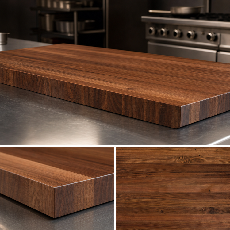 Product image #3 for John Boos Boos Block 48" x 27" x 2-1/4" Thick American Black Walnut Kitchen Countertop with Varnique Finish