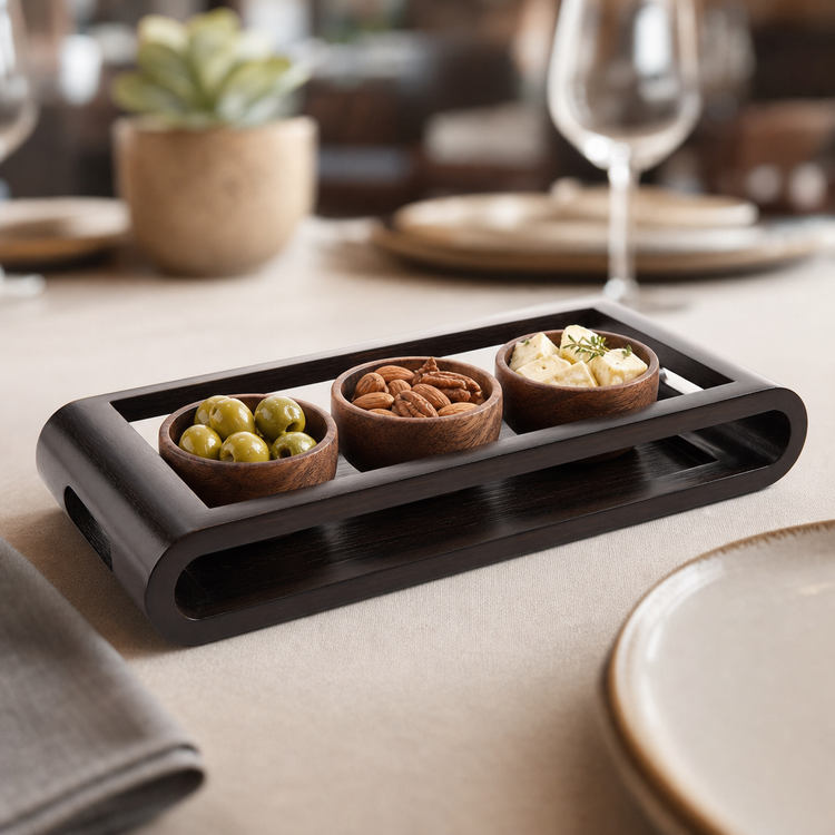 Product image #4 for American Metalcraft 17-1/4-Inch Rectangular Wood Serving Tray, Espresso Finish