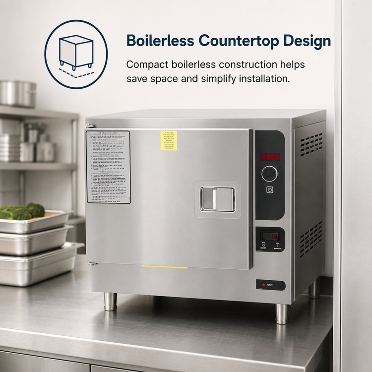 Product image #3 for SteamChef 3 Boilerless Electric Countertop Convection Steamer, 1 Compartment, 3 Full-Size Pan Capacity
