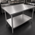 Thumbnail image #3 for John Boos Stallion 120-Inch x 30-Inch 16-Gauge Stainless Steel Work Table with 1-1/2-Inch Rear Up-Turn and Undershelf