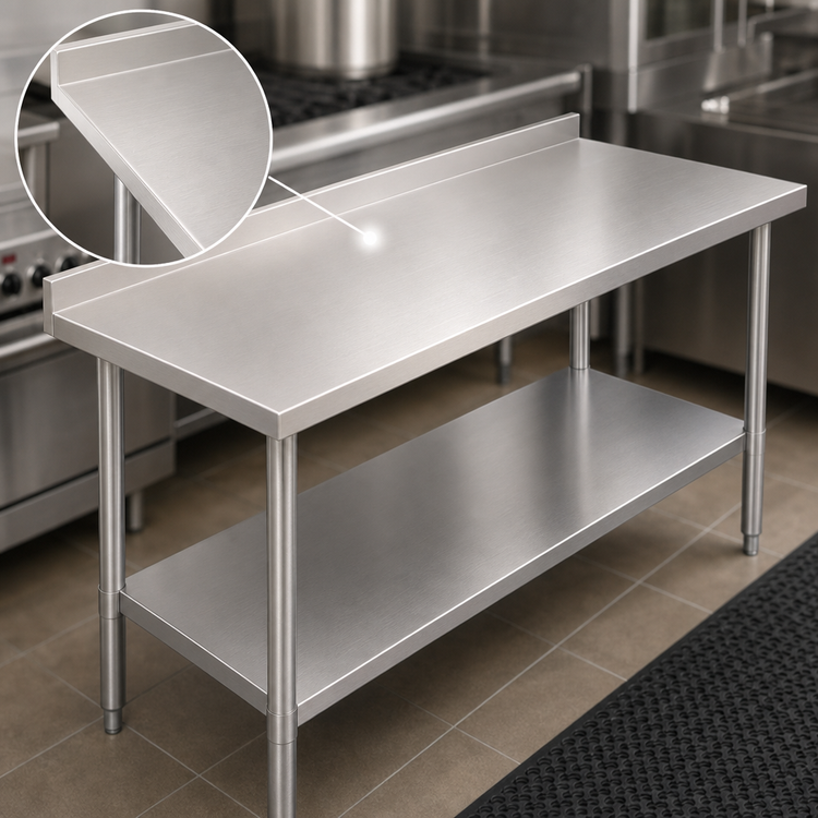 Product image #3 for John Boos Stallion Economy Stainless Steel Work Table with 5-Inch Backsplash and Adjustable Undershelf, 60 x 30 Inches