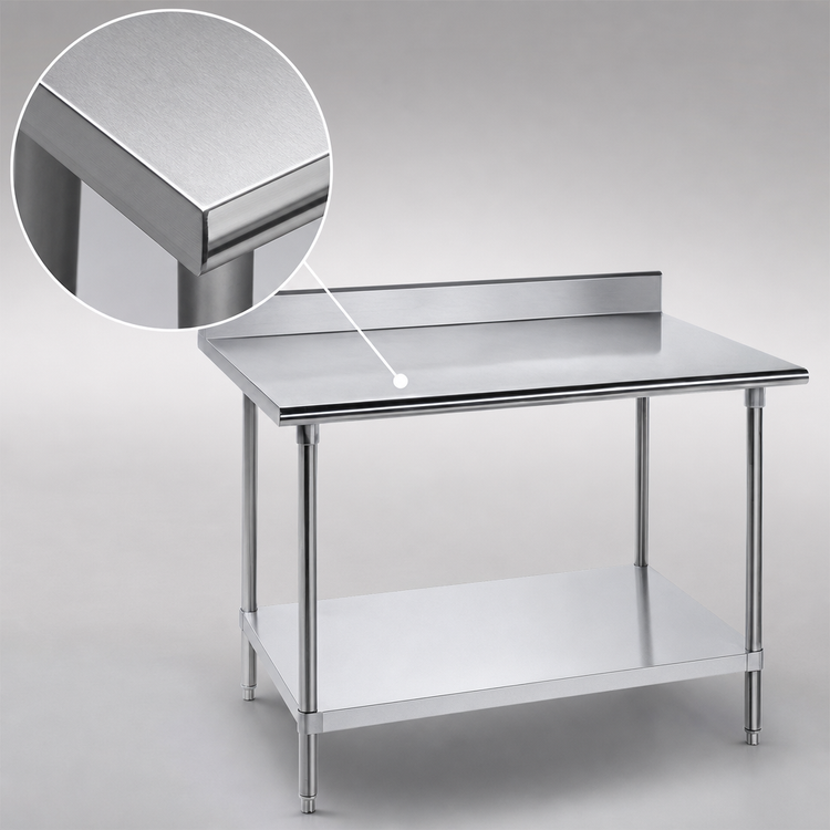 Product image #3 for Advance Tabco 72" x 30" 16 Gauge Stainless Steel Work Table with 5" Backsplash and Adjustable Undershelf