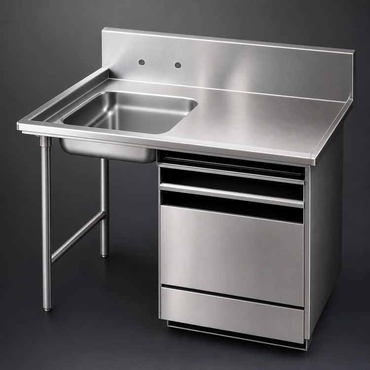 Product image #3 for Advance Tabco Special Value Series 72-Inch x 30-Inch Undercounter Dish Table with Left Sink Bowl