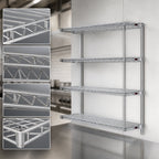 Thumbnail image #3 for Eagle Group A4-74-2448S 4-Tier Add-On Wire Shelving Unit, 48W x 24D x 74H, Stainless Steel Finish