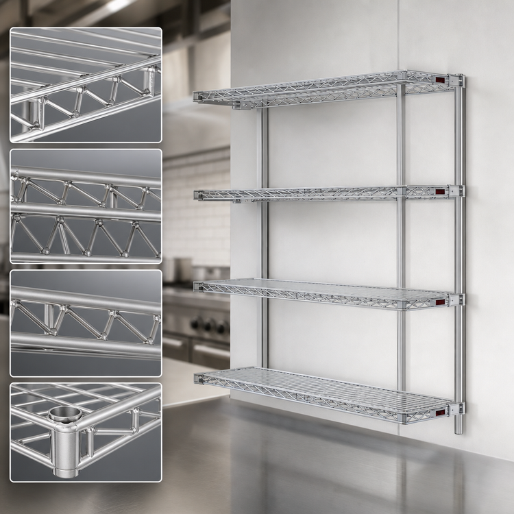 Product image #3 for Eagle Group 4-Tier Add-On Wire Shelving Unit, 48W x 24D x 74H, Stainless Steel Finish