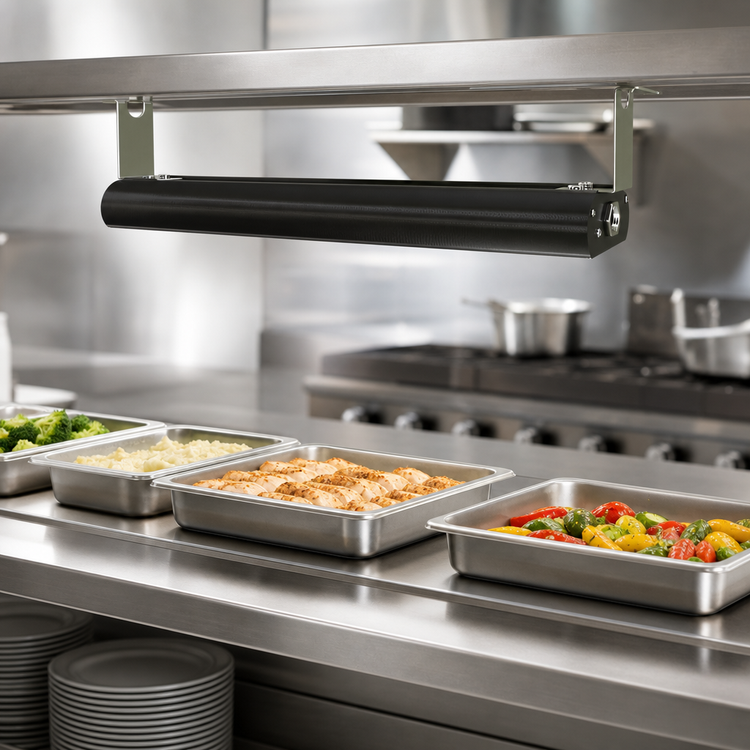 Product image #3 for Vollrath 30-Inch Low Profile Unlighted Strip Heat Lamp, Black Aluminum Housing, 208V