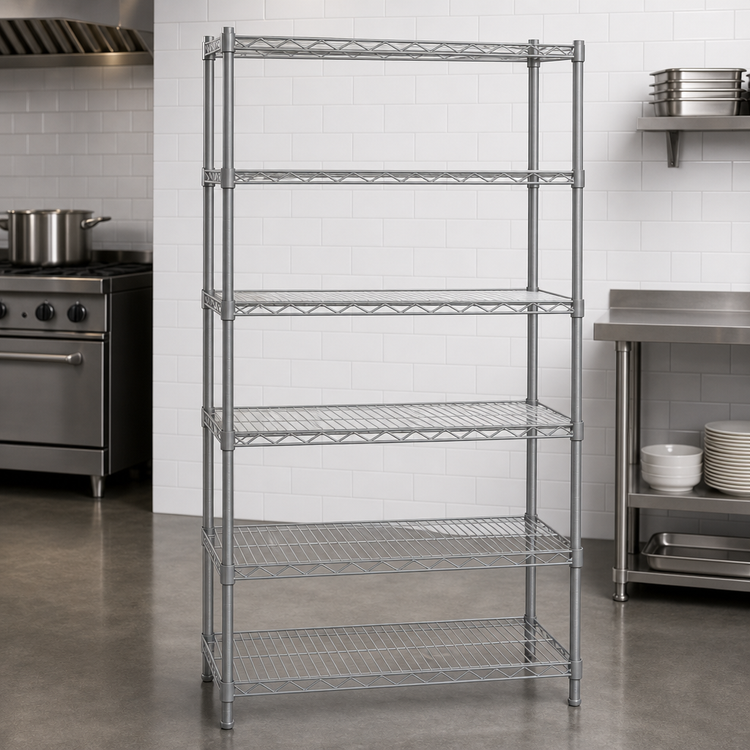 Product image #3 for Eagle Group Valu-Master 5-Tier Starter Wire Shelving Unit, 24" W x 18" D x 86" H