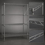 Thumbnail image #3 for Eagle Redi-Pak 4-Tier Stationary Wire Shelving Unit, 48"W x 18"D x 74"H, Pewter Gray Epoxy Finish