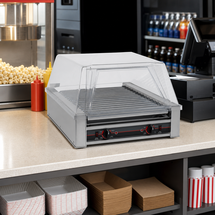 Product image #3 for Roll-A-Grill 8045N Narrow Roller Hot Dog Grill with 16 Chrome Rollers, 45 Capacity, 120V