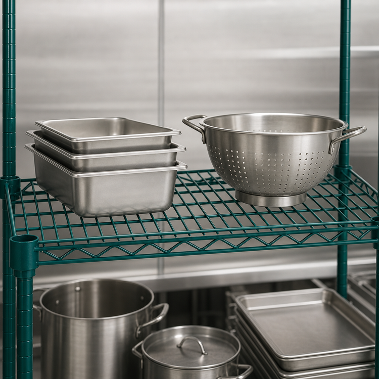 Product image #4 for Advance Tabco Special Value Series Heavy-Duty Green Epoxy-Coated Wire Shelf, 24 x 18 Inches