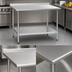 Thumbnail image #3 for Eagle Group Budget Series 48-Inch x 24-Inch 430 Stainless Steel Work Table with Rear Up-Turn and Adjustable Undershelf