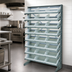 Thumbnail image #3 for Quantum Sloped Single-Sided Steel Pick Rack with 8 Shelves and 24 Clear Bins