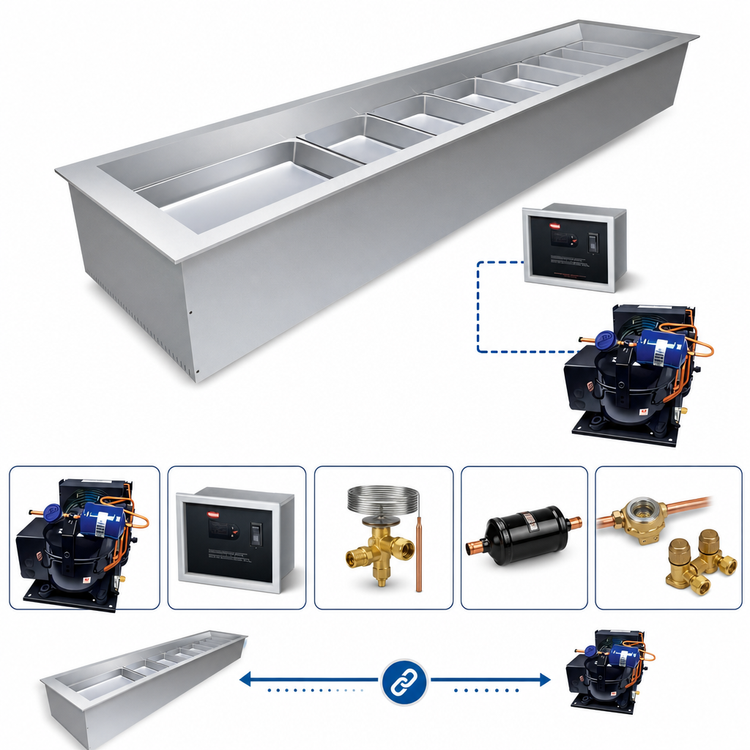 Product image #3 for Hatco CWBR-S3 Slim 3-Pan Full-Size Remote Refrigerated Drop-In Cold Well with Condensing Unit