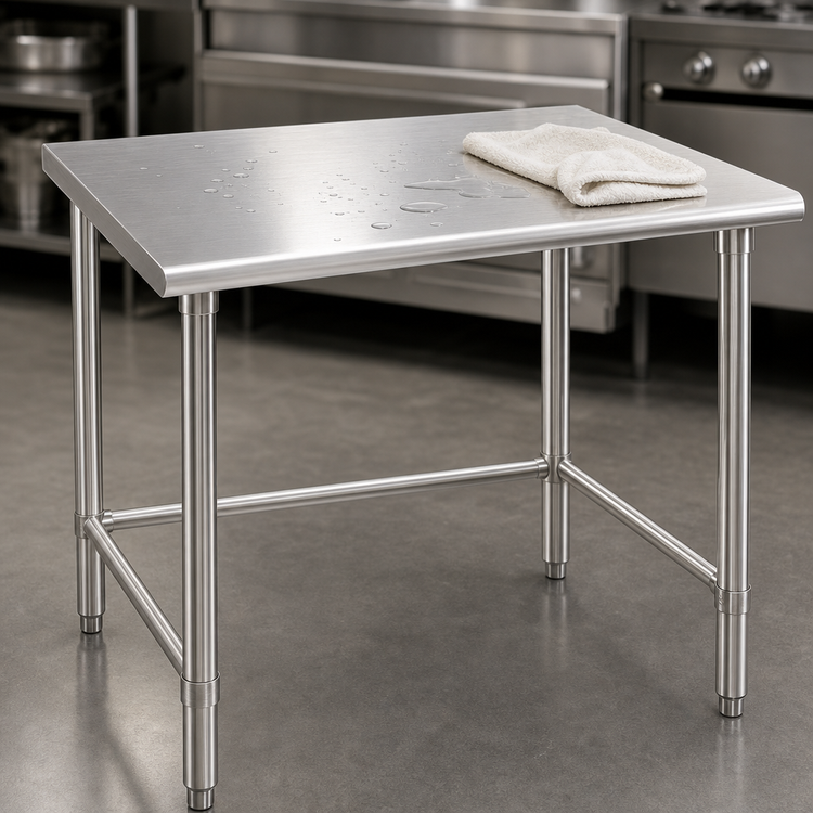 Product image #3 for Deluxe Series 48 Inch x 24 Inch Flat Top Stainless Steel Work Table with Open Tubular Base