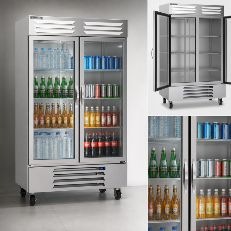 Product image #3 for Beverage-Air Vista® Series 46.15 Cu. Ft. Two-Section Bottom-Mount Reach-In Refrigerator with Glass Doors