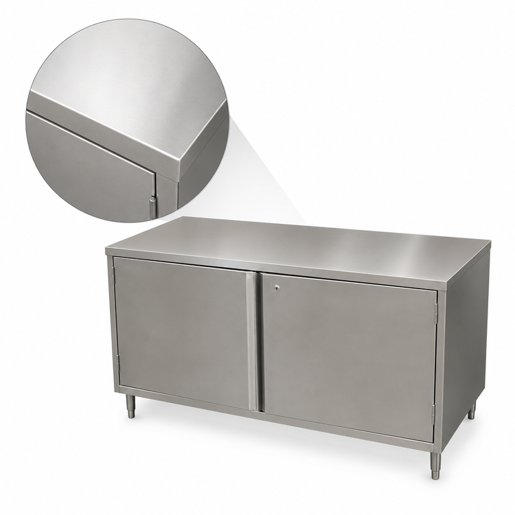 Product image #3 for BK Resources 72-Inch x 30-Inch Stainless Steel Chef Table Cabinet Base with Hinged Doors and Lock