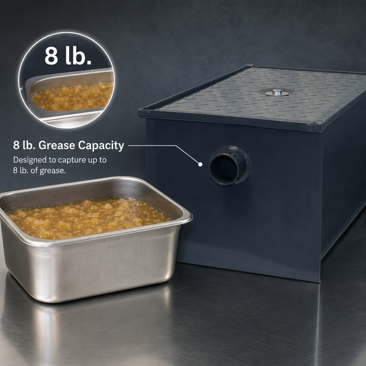 Product image #3 for John Boos GT-8 Grease Interceptor, 8 lb Capacity, 4 GPM, 2-Inch No-Hub Connections