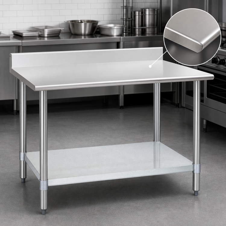 Product image #3 for Eagle Spec-Master 84-Inch Stainless Steel Work Table with 4-1/2-Inch Backsplash and Galvanized Undershelf