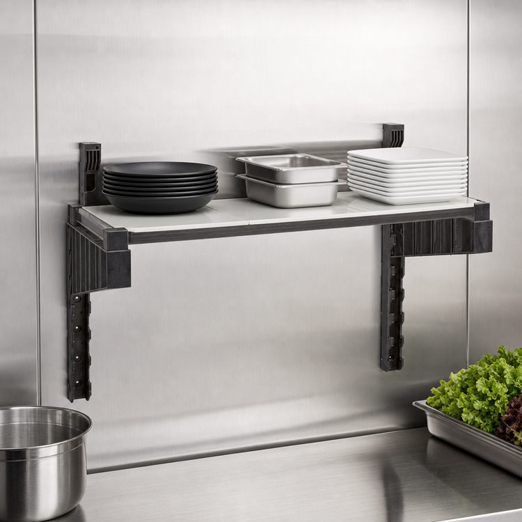 Product image #3 for Cambro Camshelving Elevation 21 x 42-Inch Solid Wall-Mounted Shelf Kit, Brushed Graphite