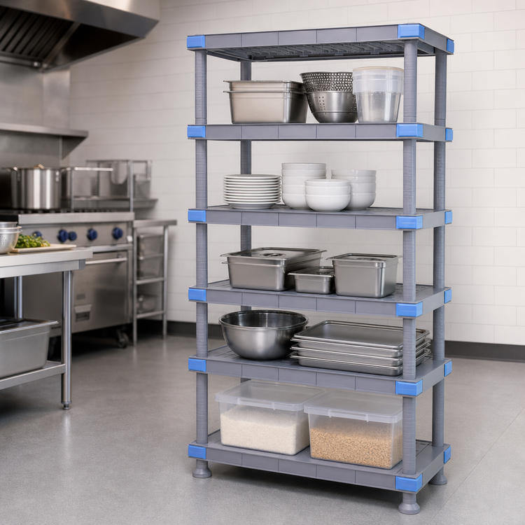 Product image #3 for Millenia 5-Shelf Stationary Polymer Starter Shelving Unit, 24 Inch Wide x 18 Inch Deep x 74 Inch High