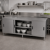 Thumbnail image #4 for BK Resources 84-Inch Enclosed Chef Table with Sliding Doors, 304 Stainless Steel