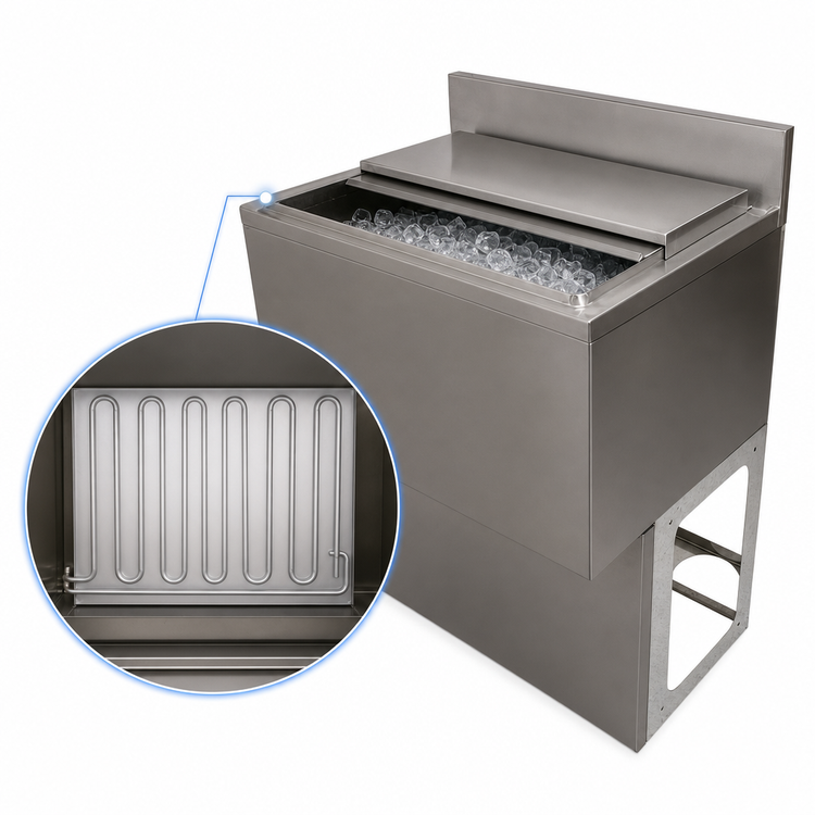 Product image #4 for BK Resources 48-Inch Underbar Insulated Ice Bin with 8-Circuit Cold Plate and 140 lb Capacity