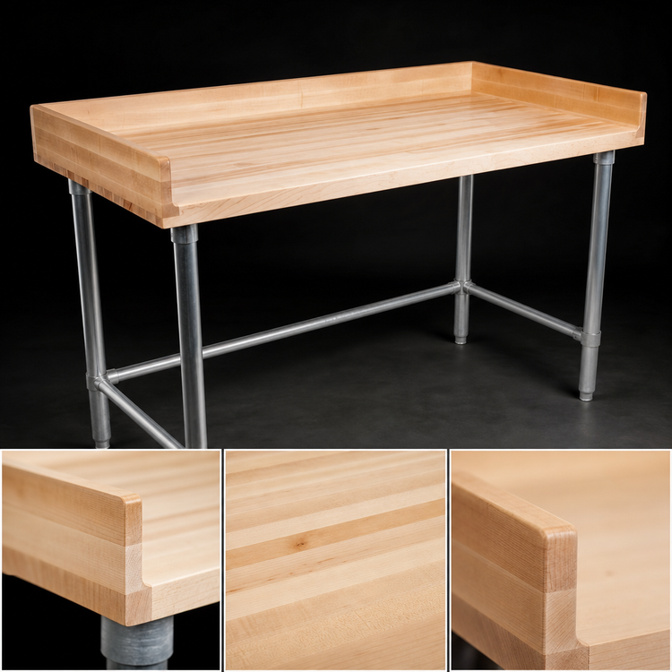 Product image #3 for John Boos Baker's Top Wood Work Table with Galvanized Base, 96 x 30 Inches