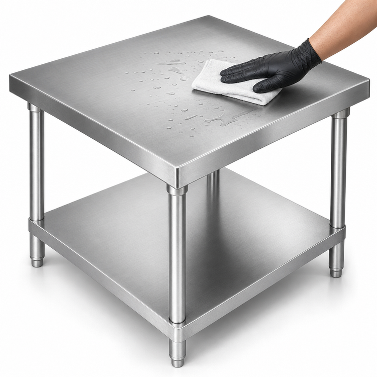 Product image #3 for Klinger's Trading Stainless Steel Mixer Table with Undershelf and Legs, 24 x 24 x 24 Inches