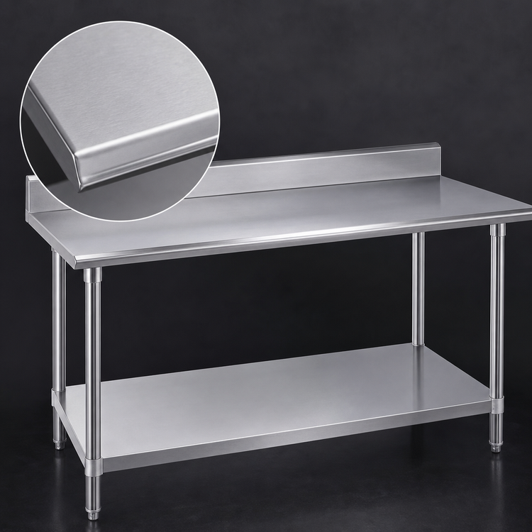 Product image #3 for Advance Tabco Stainless Steel Cocktail Station Work Table with 5-Inch Backsplash and Adjustable Undershelf, 108 x 36 Inches