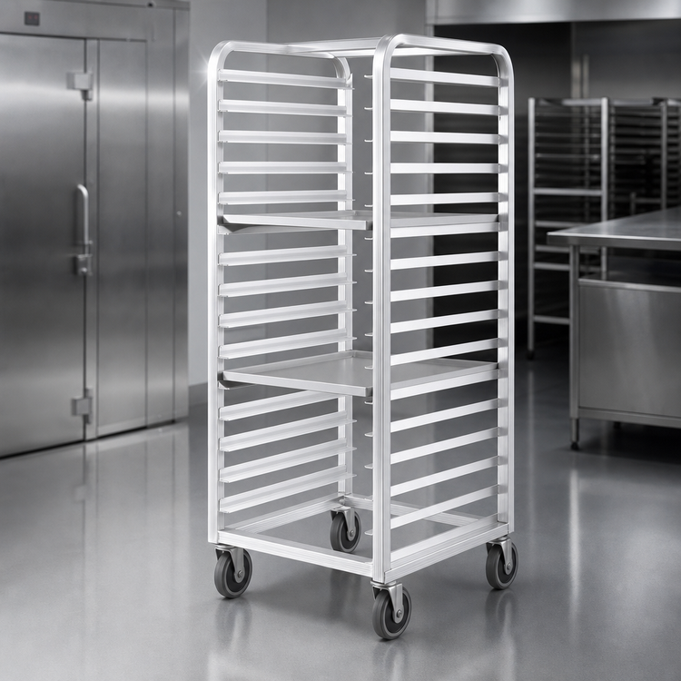 Product image #3 for Walk-In Heavy-Duty Aluminum Bun Pan Rack, End Load, 27-Pan Capacity