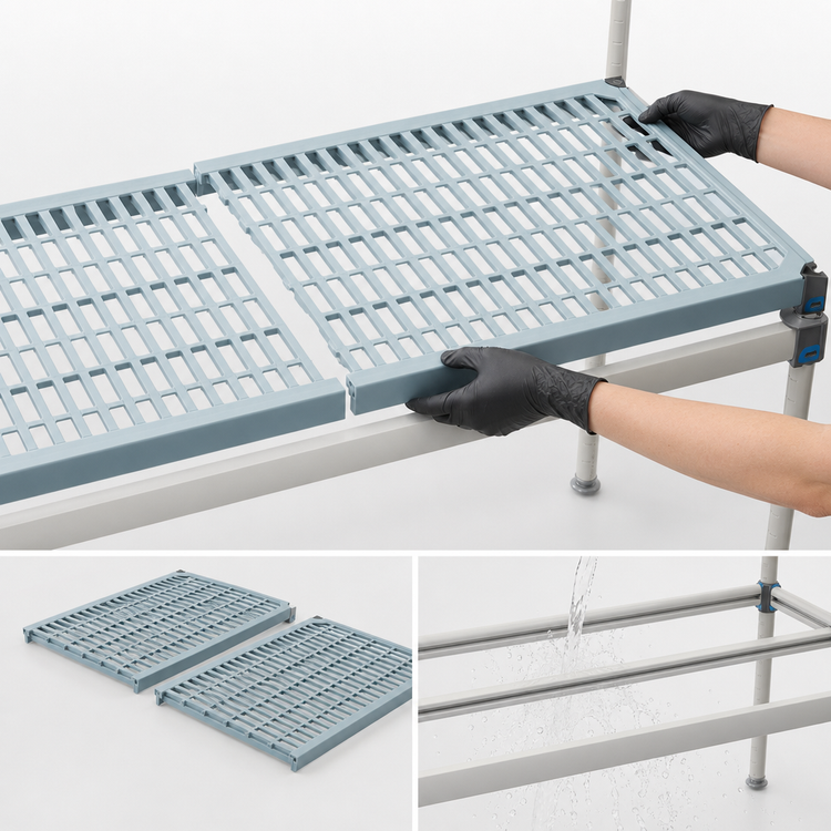 Product image #3 for MetroMax Q 60 Inch x 21 Inch Vented Shelf with Removable Polymer Mats