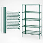 Thumbnail image #3 for Quantum WR86-1424P-5 5-Shelf Wire Shelving Starter Kit, Stationary, 24"W x 12"D x 86"H, Green Epoxy Antimicrobial Finish